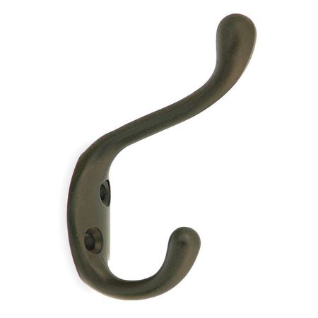Zoro Select Coat and Hat Hook, Bronze, L 2 1/8 In 1XNH5