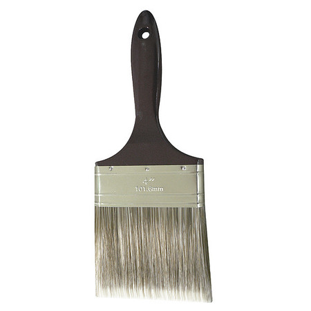 Zoro Select 4" Flat Sash Paint Brush, Polyester Bristle, Plastic Handle 1XRH7
