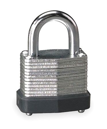 Zoro Select Padlock, Keyed Different, Standard Shackle, Rectangular Steel Body, Steel Shackle, 9/16 in W 1XRT9