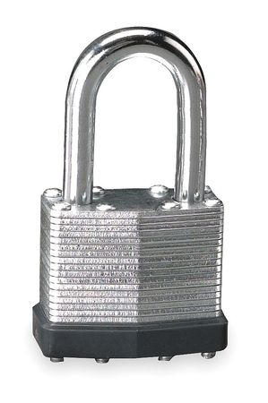 ZORO SELECT Padlock, Keyed Different, Long Shackle, Rectangular Steel Body, Steel Shackle, 3/4 in W 1XRV1