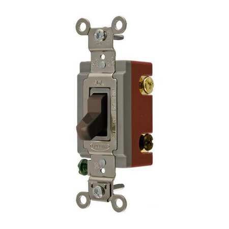 Hubbell Wall Switch, 3-Way, 120/277V, 20A, Brn, Toggl HBL1223