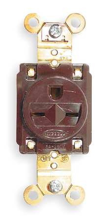 HUBBELL Receptacle, 15 A Amps, 250V AC, Flush Mount, Single Outlet, 6-15R, Brown HBL5661