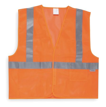 CONDOR 5XL Class 2 High Visibility Vest, Orange 5NVE6