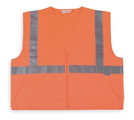 CONDOR 5XL Class 2 High Visibility Vest, Orange 5NVE8