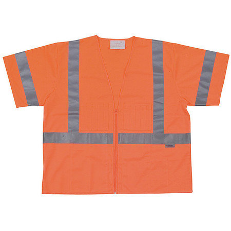 CONDOR Large Class 3 High Visibility Vest, Orange 1YAT4