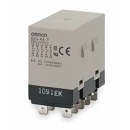 OMRON Enclosed Power Relay, Bracket Mounted, 3PST-NO, SPST-NC, 100/120V AC, 10 Pins, 4 Poles G7J-3A1B-T-W1-AC100/120