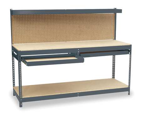 Zoro Select Workbenches, Particleboard, 72" W, 60" Height, 4000 lb., Straight 1YCA3