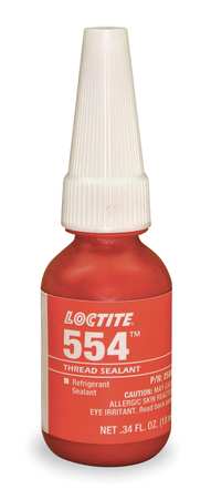 Loctite Pipe Thread Sealant 0.3 fl oz, Bottle, 554, Red, Liquid 231643