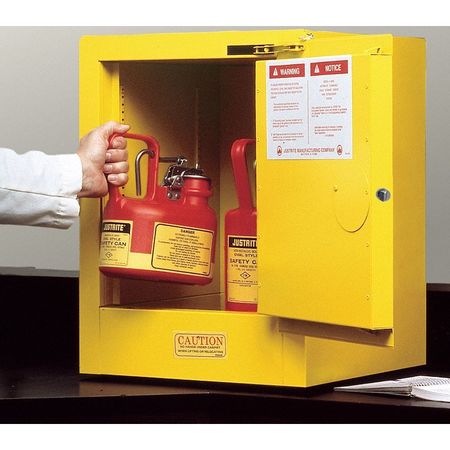 JUSTRITE Sure-Grip EX Flammable Safety Cabinet, 4 Gal., Yellow 890420