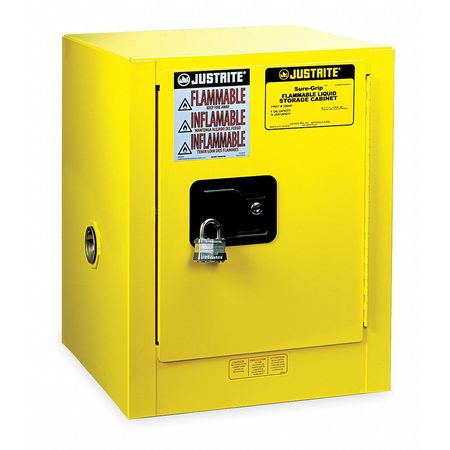 JUSTRITE Flammable Safety Cabinet, 4 Gal., Yellow 890400