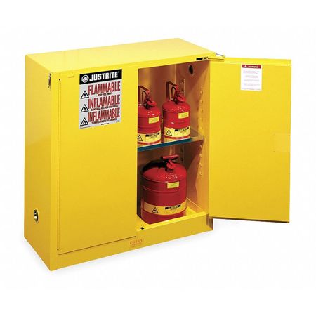 JUSTRITE Sure-Grip EX Flammable Safety Cabinet, 30 Gal., Yellow 893020
