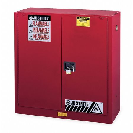 JUSTRITE Paints and Inks Cabinet, 40 gal., Red 893031