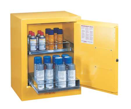 Justrite Sure-Grip EX Aerosols Cabinet, 4 gal., Yellow 890500