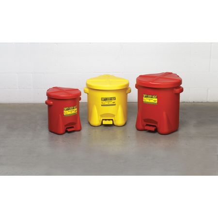 Eagle Mfg Oily Waste Can, 14 Gal., Poly, Yellow 937FLY