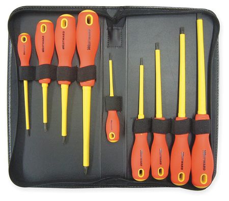 WESTWARD Insulated Screwdriver Set, Slotted/Phillips, 9 pcs 1YXN6