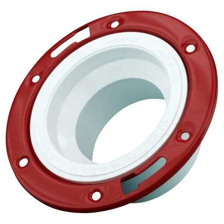 ZORO SELECT PVC Adjustable Closet Flange, Hub, 4 in x 3 in Pipe Size 05227