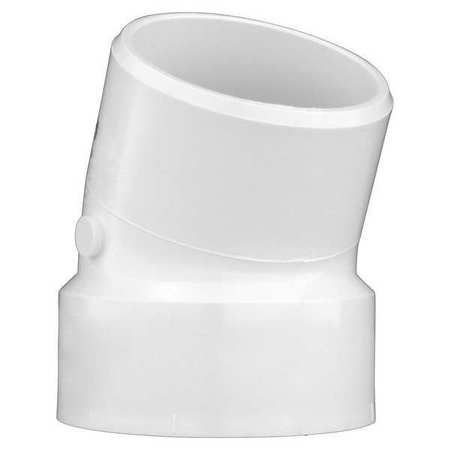 ZORO SELECT PVC 22-1/2 Degree Street Elbow, Hub x Spigot, 3 in Pipe Size 1CNX6