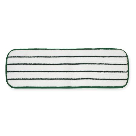 3M 18 in L Flat Mop Pad, Hook-and-Loop Connection, Cut-End, Green, Microfiber, PK10 59027