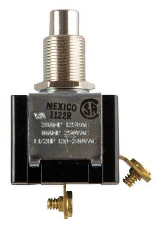 Carling Technologies Miniature Push Button Switch, SPST, Nickel PA304