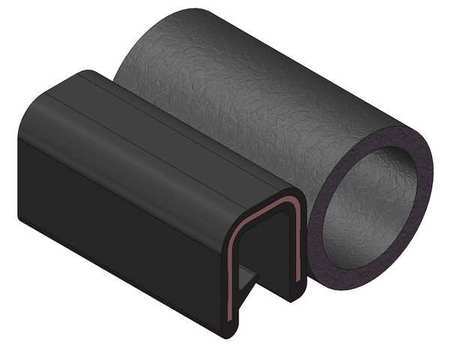 Trim-Lok Edge Grip Seal, EPDM, 25 ft Length, 0.8575 in Overall Width, Style: Trim with a Top Bulb 6100B3X1/16A-25