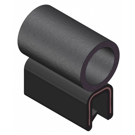Trim-Lok Edge Grip Seal, EPDM, 25 ft Length, 0.75 in Overall Width, Style: Trim with a Side Bulb 7100B3X1/8C-25