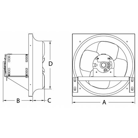 Dayton Exhaust/Supply Fan, 20 In, 3 Phase 10E031