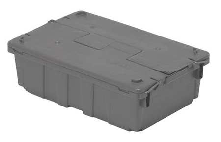 ORBIS Gray Attached Lid Container, Plastic, Metal Hinge FP08 Gray