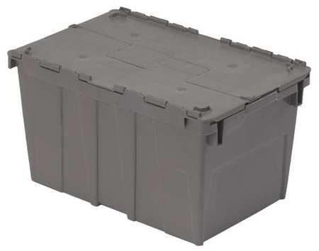 ORBIS Gray Attached Lid Container, Plastic, Metal Hinge, 10.47 gal Volume Capacity FP13 Gray