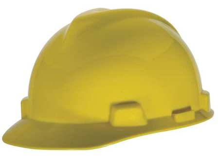 Msa Safety Front Brim Hard Hat, Type 1, Class E, Pinlock (4-Point), Yellow 466356