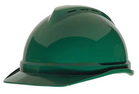 MSA SAFETY Front Brim Hard Hat, Type 1, Class C, Ratchet (4-Point), Green 10034023