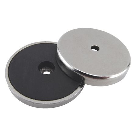 ZORO SELECT Round Base Magnet, 11 lb. Pull, PK2 10E773