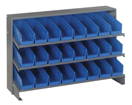 QUANTUM STORAGE SYSTEMS Steel Bench Pick Rack, 36 in W x 27 in H x 12 in D, 3 Shelves, Blue QPRHA-201BL