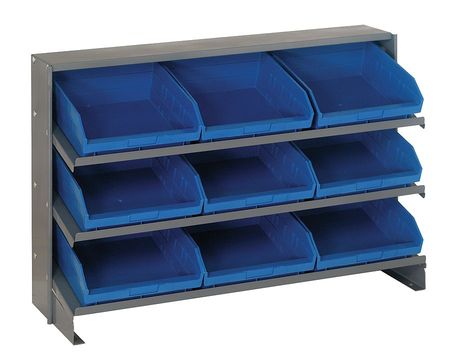 QUANTUM STORAGE SYSTEMS Steel Bench Pick Rack, 36 in W x 27 in H x 12 in D, 3 Shelves, Blue QPRHA-209BL