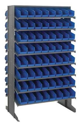 QUANTUM STORAGE SYSTEMS Steel Pick Rack, 36 in W x 64 in H x 24 in D, 16 Shelves, Blue QPRD-201BL