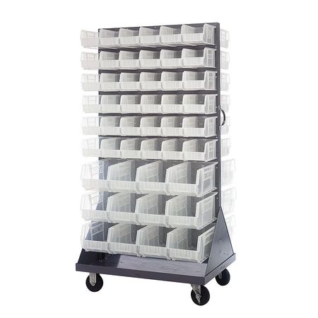 QUANTUM STORAGE SYSTEMS Steel Mobile Louvered Floor Rack, 36 in W x 24 in D x 72 in H, Gray QMD-36H-230240CL