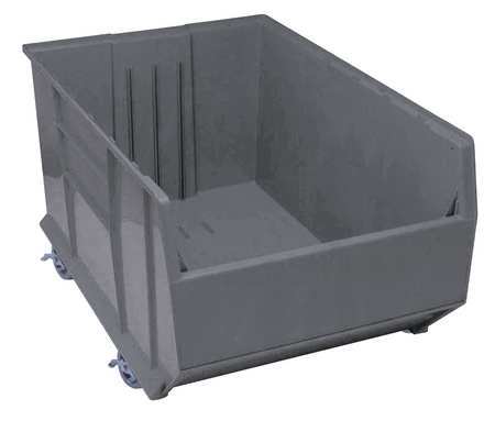 QUANTUM STORAGE SYSTEMS 300 lb Mobile Storage Bin, Polypropylene, 23 7/8 in W, 17 1/2 in H, 41 7/8 in L, Gray QRB256MOBGY