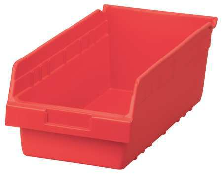 Akro-Mils 35 lb Shelf Storage Bin, Plastic, 8 3/8 in W, 6 in H, Red, 17 7/8 in L 30088RED