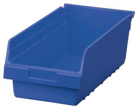 AKRO-MILS 35 lb Shelf Storage Bin, Plastic, 8 3/8 in W, 6 in H, Blue, 17 7/8 in L 30088BLUE