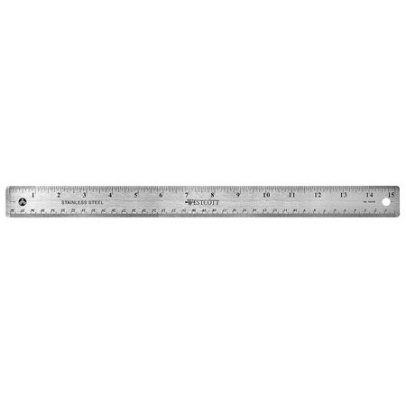 WESTCOTT Ruler, 15 Inch, Stainless Steel 10416