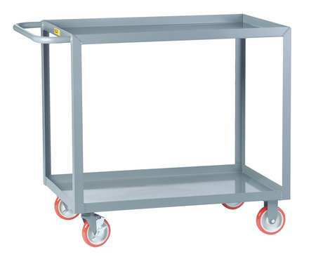 LITTLE GIANT Flat Handle Utility Cart, Steel, 2 Shelves, 1,200 lb LGL3048BRK