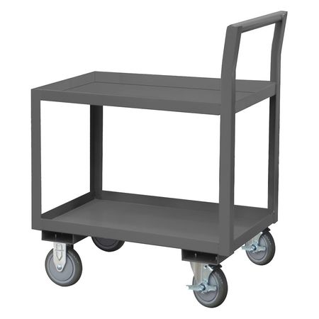 Zoro Select Steel Low-Profile Utility Cart with Lipped Metal Shelves, Raised, 2 Shelves, 1,200 lb LDO-183236-2-ALU-95