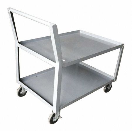 ZORO SELECT Utility Cart with Lipped Metal Shelves, Steel, Raised, 2 Shelves, 1,200 lb 10F449