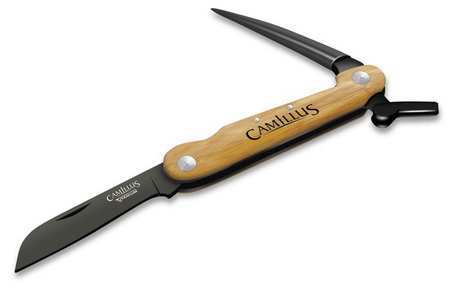 Camillus Folding Knife, Fine, Drop Point, 3 In, Wood 18589