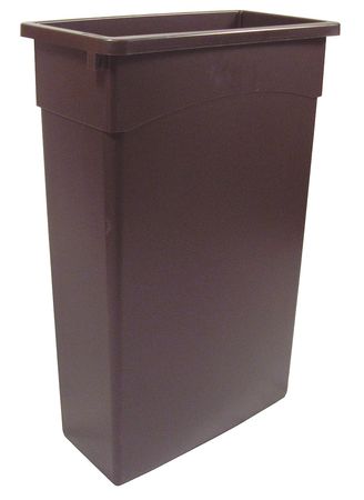 Zoro Select 23 gal Rectangular Trash Can, Brown, 11 1/4 in Dia, None, Plastic 10F624