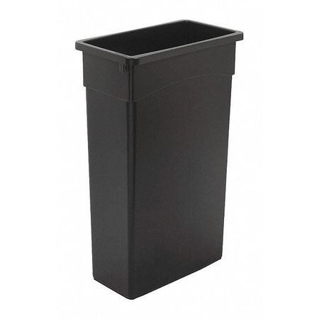 Zoro Select 23 gal Rectangular Trash Can, Black, 11 1/4 in Dia, None, Plastic 10F625