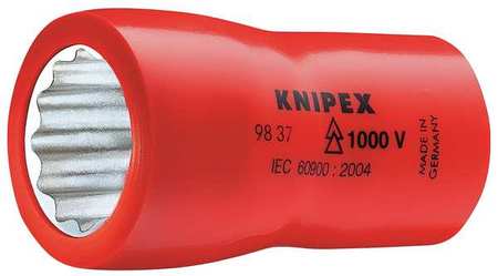 KNIPEX 3/8 in Drive, 12 pt SAE Socket, 12 Points 98 37 7/8