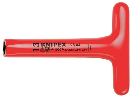 KNIPEX Nut Driver, 19.0mm, Hollow, Tee, Ins, 8 in. 98 04 19