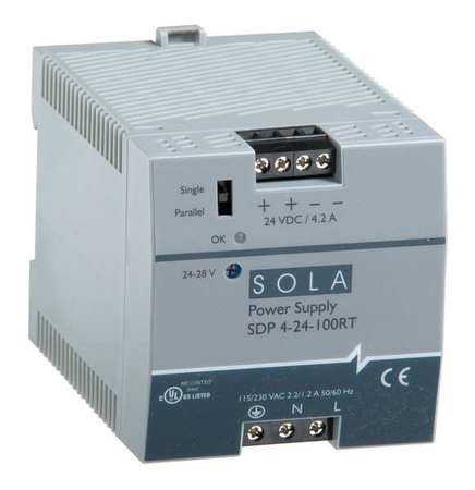 SOLAHD DC Power Supply, 176/264V AC; 210/375V DC; 85/132V AC, 24/28V DC, 100W, 4.2A, DIN Rail SDP424100RT