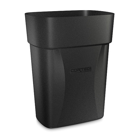 CORTECH 3-1/2 gal Rectangular Trash Can, Black, 8 1/4 in Dia, Open Top, Polyethylene 714BK