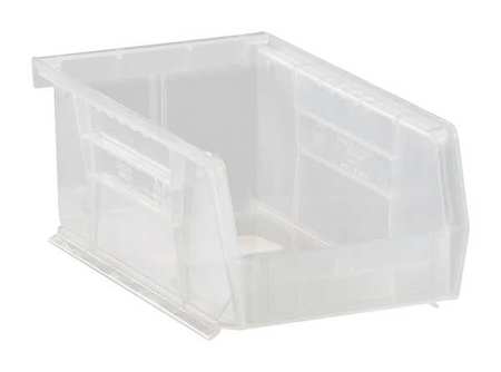 Quantum Storage Systems 10 lb Hang & Stack Storage Bin, Polypropylene, 4 1/8 in W, 3 in H, 7 3/8 in L, Clear QUS220CL